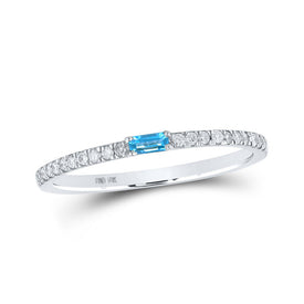 Baguette Blue Topaz Diamond Band Ring | 10kt White Gold Women's Gemstone Band | Splendid Jewellery - Alternate view 1 from Splendid Jewellery