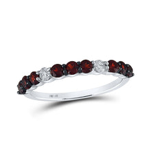 Load image into Gallery viewer, Radiant Romance | 10kt White Gold Womens Gemstone and Diamond Band Ring 7/8 Cttw Top view from the 10Kt White Gold Womens Round Lab Created Garnet Diamond Band Ring 7 8 Cttwpin210243 collection by Splendid Jewellery