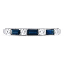 Load image into Gallery viewer, Radiant Blue Sapphire and Diamond Anniversary Band - Side View