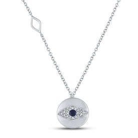 Enchanting Blue Sapphire Evil Eye Necklace Top view from the 10Kt White Gold Womens Princess Blue Sapphire Evil Eye Necklace 1 5 Cttwpin212919 collection by Splendid Jewellery