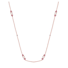 Radiant Ruby and Diamond Rose Gold Necklace - Top View
