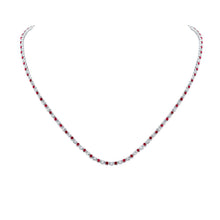 Load image into Gallery viewer, Radiant Ruby Diamond Tennis Necklace in 14kt Rose Gold - A Captivating Masterpiece - Top View