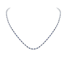 Load image into Gallery viewer, Enchanting Blue Sapphire Diamond Tennis Necklace - Top View