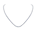 Enchanting Blue Sapphire Diamond Tennis Necklace - Top View
