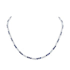 14kt White Gold Blue Sapphire Diamond Tennis Necklace - A Mesmerizing Symphony of Elegance - Top View