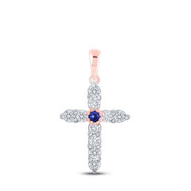Radiant Blue Sapphire Diamond Cross Pendant - A Symbol of Elegance and Faith - Alternate view 1 from Splendid Jewellery