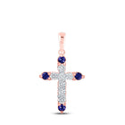 Exquisite Blue Sapphire Diamond Cross Pendant - Alternate view 1 from Splendid Jewellery