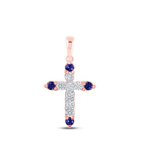 Exquisite Blue Sapphire Diamond Cross Pendant - Alternate view 1 from Splendid Jewellery