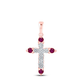 Radiant Ruby and Diamond Cross Pendant - Alternate view 1 from Splendid Jewellery