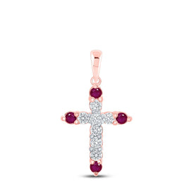 Radiant Ruby and Diamond Cross Pendant - Alternate view 1 from Splendid Jewellery