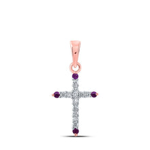 Load image into Gallery viewer, Radiant Passion Ruby Diamond Cross Pendant - Alternate view 1 from Splendid Jewellery