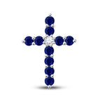 Radiant Blue Sapphire Cross Pendant | 10kt White Gold Womens Gemstone Cross Pendant 7/8 Cttw Top view from the 10Kt White Gold Womens Round Lab Created Blue Sapphire Cross Pendant 7 8 Cttwpin249927 collection by Splendid Jewellery