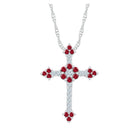 Radiant Love Cross Pendant | 10kt White Gold Womens Round Lab-Created Ruby Cross Pendant 1 Cttw | Splendid Jewellery Top view from the 10Kt White Gold Womens Round Lab Created Ruby Cross Pendant 1 Cttwpin249947 collection by Splendid Jewellery