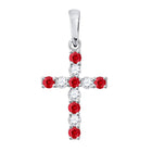 Radiant Love: 10kt White Gold Womens Round Lab-Created Ruby Faith Cross Pendant 3/8 Cttw Top view from the 10Kt White Gold Womens Round Lab Created Ruby Faith Cross Pendant 3 8 Cttwpin249922 collection by Splendid Jewellery