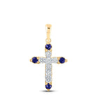 10kt Yellow Gold Gemstone Cross Pendant: A Mesmerizing Blend of Elegance and Spirituality product  Top View from Splendid Jewellery