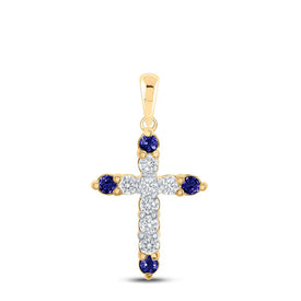 10kt Yellow Gold Gemstone Cross Pendant: A Mesmerizing Blend of Elegance and Spirituality product  Top View from Splendid Jewellery