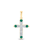 Emerald and Diamond Harmony Cross Pendant - Top View