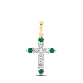 Emerald and Diamond Harmony Cross Pendant - Top View