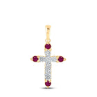 Radiant Ruby and Diamond Cross Pendant - Top View