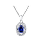 Captivating Blue Sapphire and Diamond Fashion Pendant Top view from the 10Kt White Gold Womens Oval Lab Created Blue Sapphire Solitaire Diamond Pendant 1 1 3 Cttwpin203375 collection by Splendid Jewellery