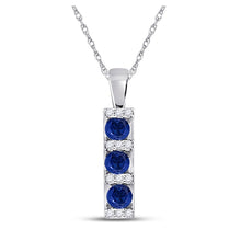 Load image into Gallery viewer, Eternal Love Blue Sapphire Pendant Top view from the 10Kt White Gold Womens Round Lab Created Blue Sapphire Fashion Pendant 1 2 Cttwpin284026 collection by Splendid Jewellery