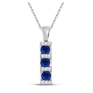 Gemstone Fashion Pendant | 10kt White Gold Womens Round Lab-Created Blue Sapphire Fashion Pendant 1/2 Cttw | Splendid Jewellery GND