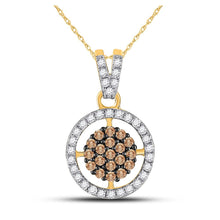 Load image into Gallery viewer, 10kt Yellow Gold Brown Diamond Cluster Pendant - Mesmerizing Elegance by Splendid Jewellery product  Top View from Splendid Jewellery