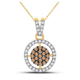 10kt Yellow Gold Brown Diamond Cluster Pendant - Mesmerizing Elegance by Splendid Jewellery product  Top View from Splendid Jewellery