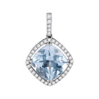 Tranquil Blue Beauty: 14kt White Gold Aquamarine Diamond Pendant - Top View