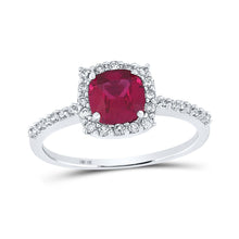 Load image into Gallery viewer, Radiant Ruby Diamond Solitaire Fashion Ring Top view from the 10Kt White Gold Womens Cushion Lab Created Ruby Diamond Solitaire Ring 1 1 2 Cttwpin210299 collection by Splendid Jewellery