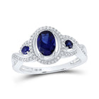 Ethereal Blue Sapphire Trillium Ring Top view from the 10Kt White Gold Womens Oval Lab Created Blue Sapphire 3 Stone Ring 1 1 2 Cttwpin205923 collection by Splendid Jewellery