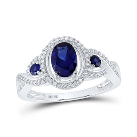 Ethereal Blue Sapphire Trillium Ring Top view from the 10Kt White Gold Womens Oval Lab Created Blue Sapphire 3 Stone Ring 1 1 2 Cttwpin205923 collection by Splendid Jewellery