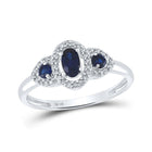 Ethereal Blue Sapphire Trillium Ring Top view from the 10Kt White Gold Womens Oval Lab Created Blue Sapphire 3 Stone Ring 5 8 Cttwpin210285 collection by Splendid Jewellery