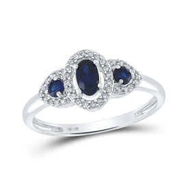 Ethereal Blue Sapphire Trillium Ring Top view from the 10Kt White Gold Womens Oval Lab Created Blue Sapphire 3 Stone Ring 5 8 Cttwpin210285 collection by Splendid Jewellery