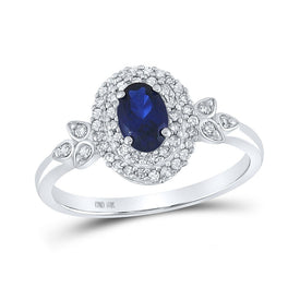 Captivating Blue Sapphire Solitaire Ring in 10kt White Gold Top view from the 10Kt White Gold Womens Oval Lab Created Blue Sapphire Solitaire Ring 1 Cttwpin210297 collection by Splendid Jewellery