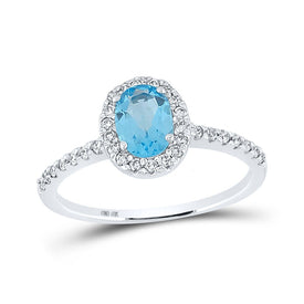 Captivating Blue Topaz Solitaire Ring in 10kt White Gold Top view from the 10Kt White Gold Womens Oval Lab Created Blue Topaz Solitaire Ring 1 1 5 Cttwpin210237 collection by Splendid Jewellery