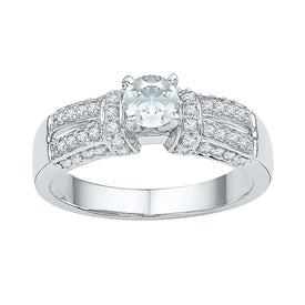 Captivating Blue Brilliance: 10kt White Gold Womens Round Lab-Created Sapphire Solitaire Ring Top view from the 10Kt White Gold Womens Round Lab Created Sapphire Solitaire Ring 3 4 Cttwpin205384 collection by Splendid Jewellery