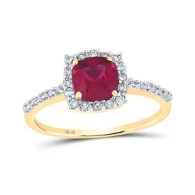 Exquisite 10kt Yellow Gold Ruby Diamond Solitaire Ring - A Captivating Gemstone Masterpiece product  Top View from Splendid Jewellery