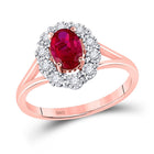 14kt Rose Gold Oval Ruby Diamond Solitaire Ring: Captivating Elegance - Top View