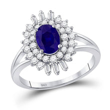 Load image into Gallery viewer, Captivating Blue Sapphire Diamond Solitaire Ring - Top View