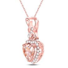 Load image into Gallery viewer, Enchanting Rose Gold Heart Pendant with Morganite and Diamonds - Alternate view 2 from Splendid Jewellery