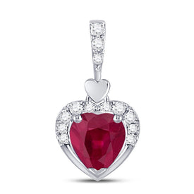 Captivating Love Symphony Pendant | 10kt White Gold Heart & Ruby Pendant 1/2 Cttw | Splendid Jewellery Top view from the 10Kt White Gold Womens Heart Lab Created Ruby Fashion Pendant 1 2 Cttwpin280129 collection by Splendid Jewellery