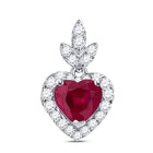10kt White Gold Heart Ruby Diamond Pendant | Symbol of Love and Passion Top view from the 10Kt White Gold Womens Heart Ruby Diamond Fashion Pendant 3 4 Cttwpin280143 collection by Splendid Jewellery