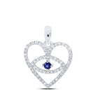 Enchanting Blue Sapphire Heart Pendant: A Symbol of Love and Devotion Top view from the 10Kt White Gold Womens Round Blue Sapphire Diamond Eye Heart Pendant 1 3 Cttwpin213159 collection by Splendid Jewellery
