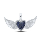 Enchanting Blue Sapphire Diamond Wing Heart Pendant Top view from the 10Kt White Gold Womens Round Blue Sapphire Diamond Wing Heart Pendant 3 8 Cttwpin213152 collection by Splendid Jewellery