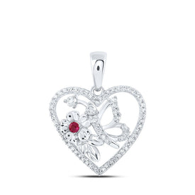 Enchanting Ruby Diamond Butterfly Heart Pendant Top view from the 10Kt White Gold Womens Round Ruby Diamond Butterfly Heart Pendant 1 5 Cttwpin219599 collection by Splendid Jewellery