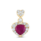 Passionate Love: 10kt Yellow Gold Heart Ruby Diamond Pendant product  Top View from Splendid Jewellery