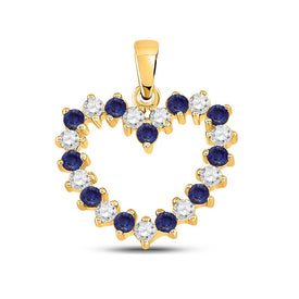 10kt Yellow Gold Heart Pendant with Blue Sapphire and Diamond Accents - A Mesmerizing Symbol of Love product  Top View from Splendid Jewellery