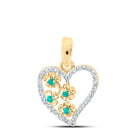 Enchanting Emerald Love Pendant - 10kt Yellow Gold Heart & Love Symbol Necklace - Top View
