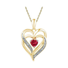 Load image into Gallery viewer, Radiant Love: Sterling Silver Ruby Heart Pendant with Diamond Accents  Top View from Splendid Jewellery